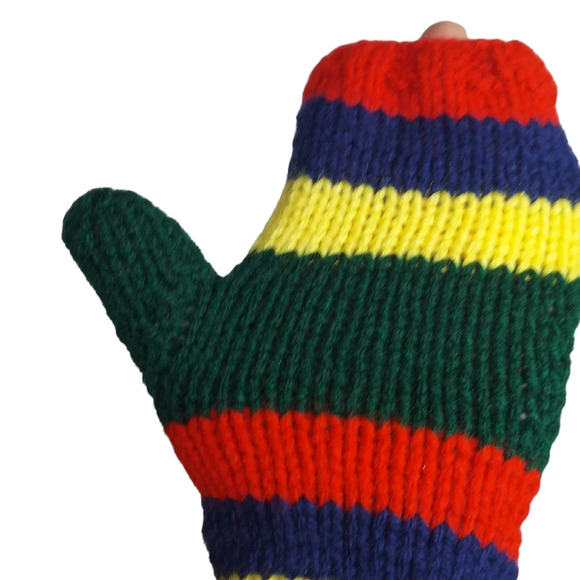 Hand knitted fingerless gloves in gorgeous bright‎ colors - Picture 2 of 10